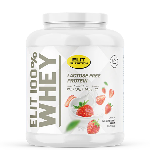 ELIT 100% Whey Laktosfritt Proteinpulver 2000 g Strawberry Fruit