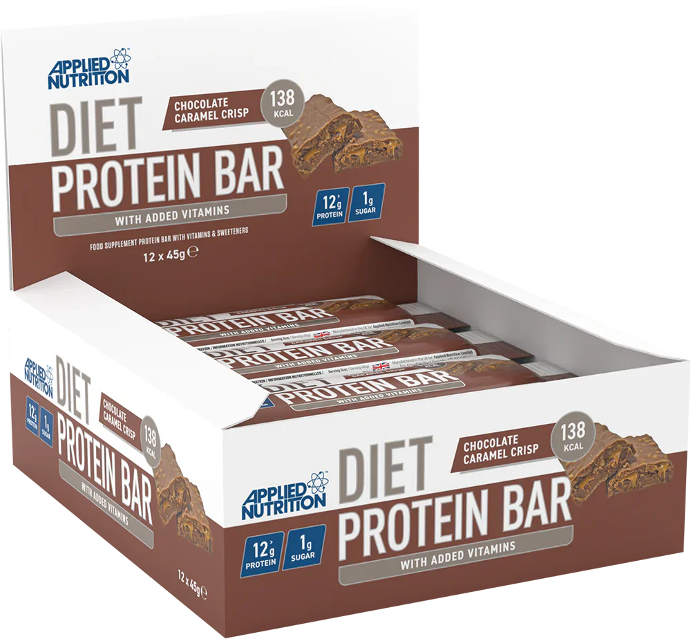 Applied Nutrition Diet Protein Bar - 12 x 45 g Chocolate Caramel Crisp