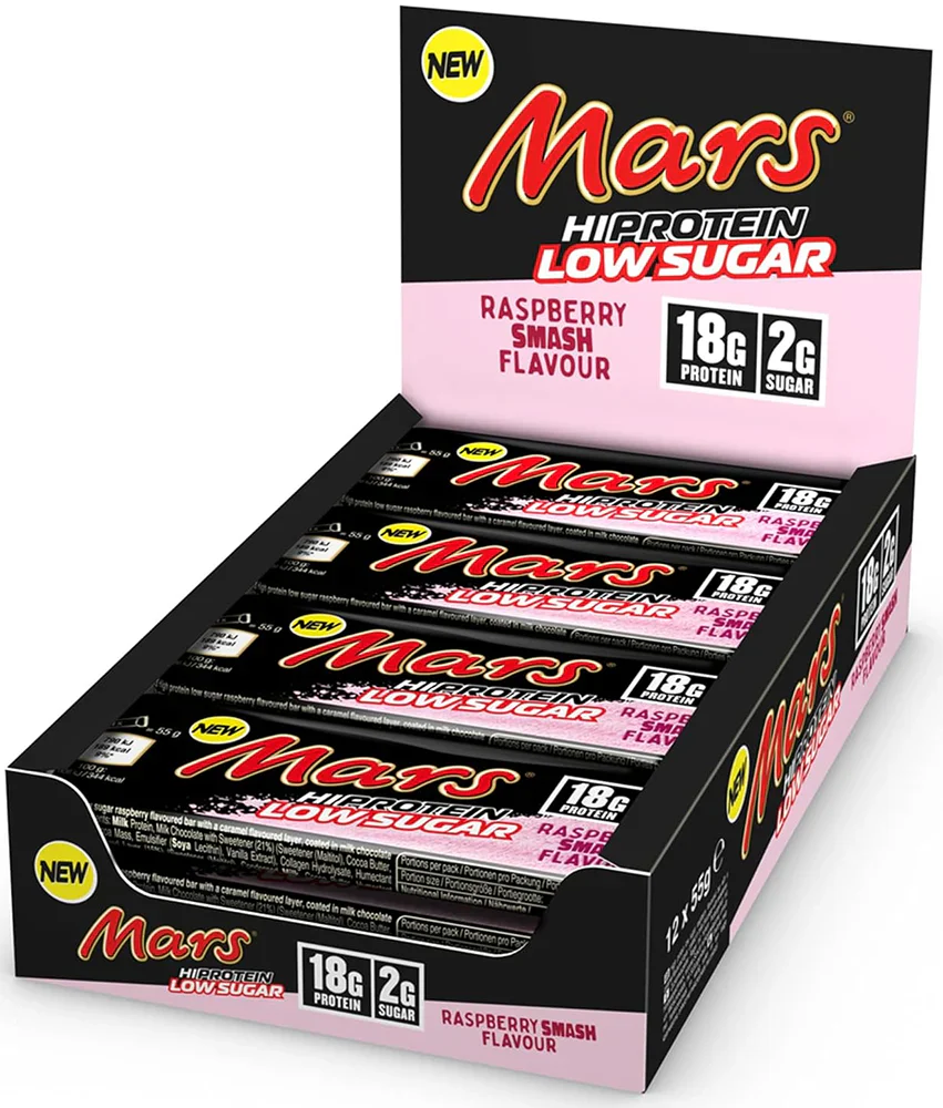 Mars HiProtein Low Sugar Bar - 12 x 57 g - Hallon Smash
