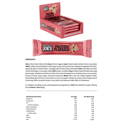 Mountain Joe's Protein Flapjacks - 16 x 60 g Strawberry & White Choco