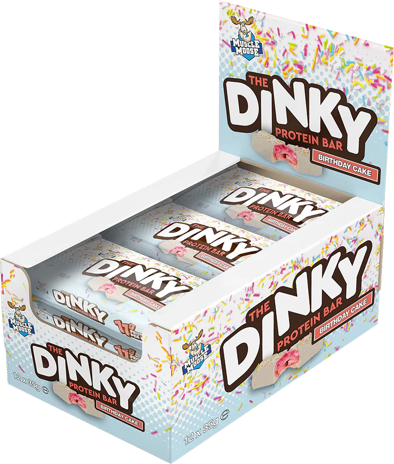 Muscle Moose Dinky Bars - 12 x 35 g Birthday Cake