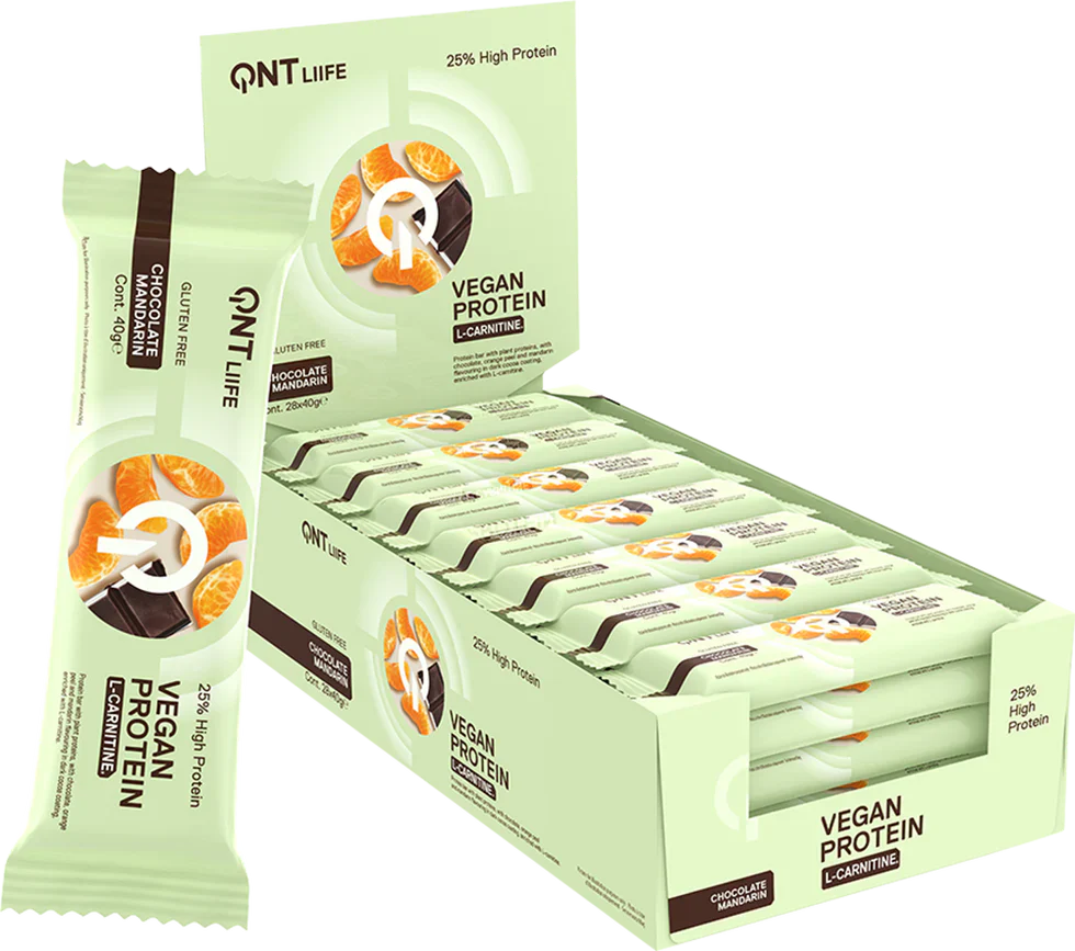 QNT Vegan Protein Bar - 28 x 40 g Chocolate Mandarine