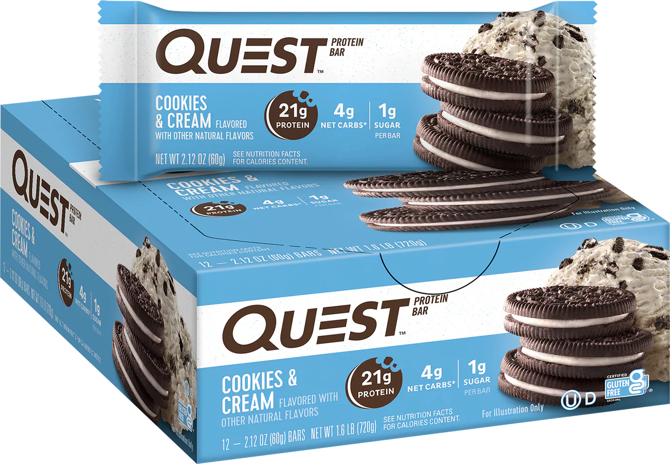 Quest Bar - 12 x 60 g Cookies and Cream