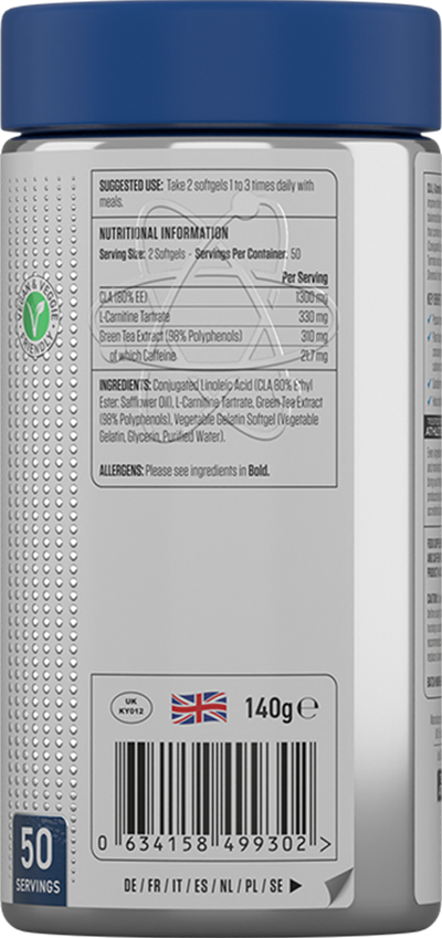 Applied Nutrition CLA, L-Carnitine & Green Tea - 100 softgels