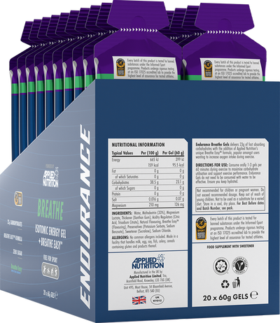 Applied Nutrition Breathe Isotonic Energy Gel - 20 x 60 ml Blackcurrant