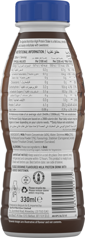 Applied Nutrition High Protein Shake - 8 x 330 ml Fudge Brownie