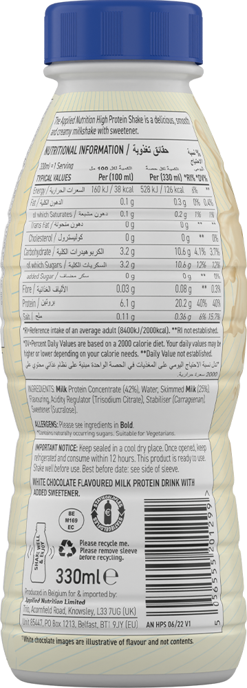 Applied Nutrition High Protein Shake - 8 x 330 ml White Chocolate