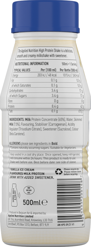 Applied Nutrition High Protein Shake - 8 x 500 ml Vanilla Ice Cream