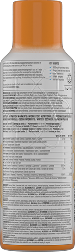 Applied Nutrition Liquid L-Carnitine - 480 ml Tangy Orange