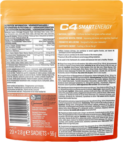 C4 Smart Energy Powder - 20 sachets Mango