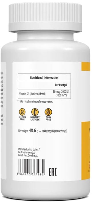 Ultravit Vitamin D3 2000IU - 180 softgels