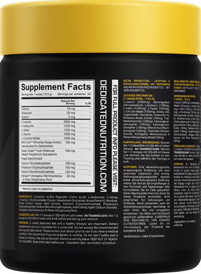 Dedicated Nutrition BCAA Sensation - 30 servings Sour Bombs
