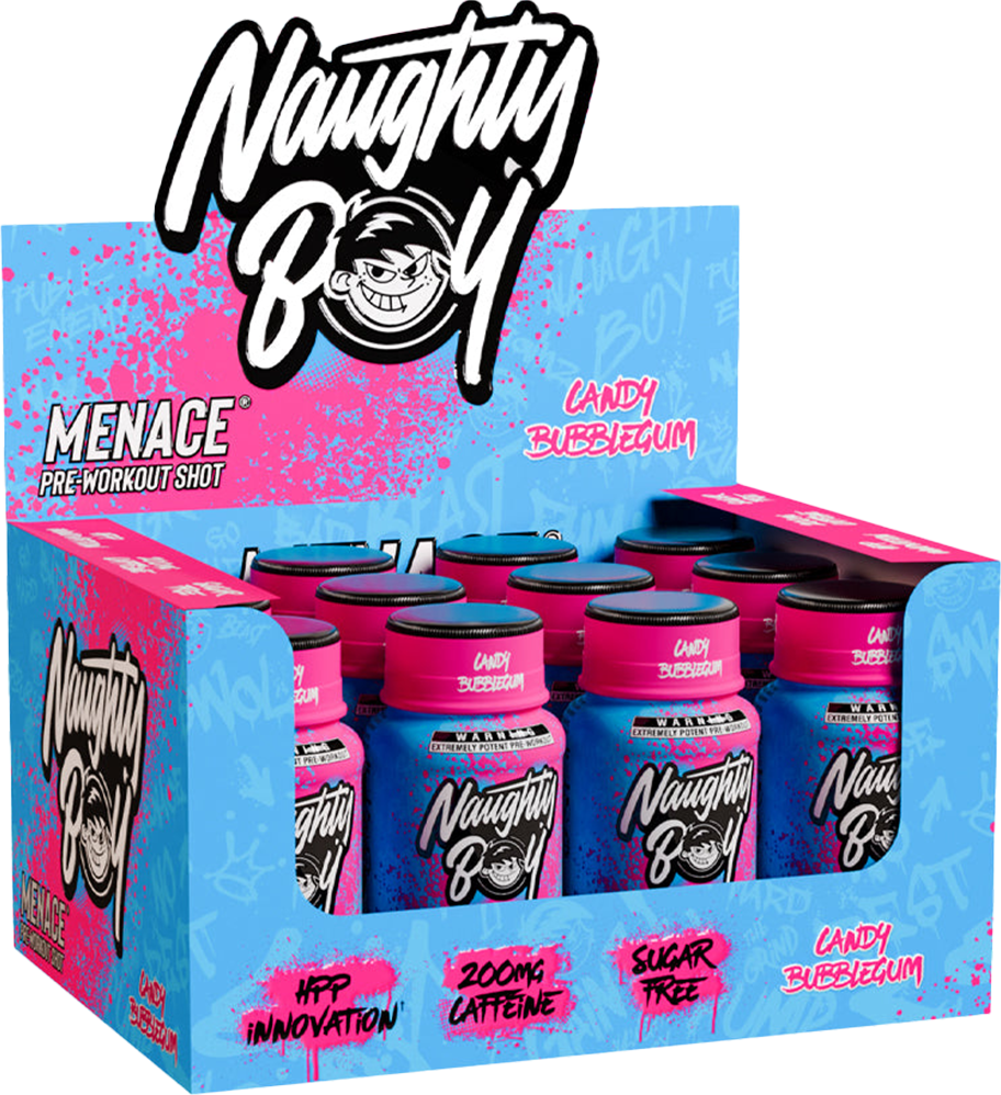 Naughty Boy Menace Pre-workout Shot - 12 x 60 ml Candy Bubblegum