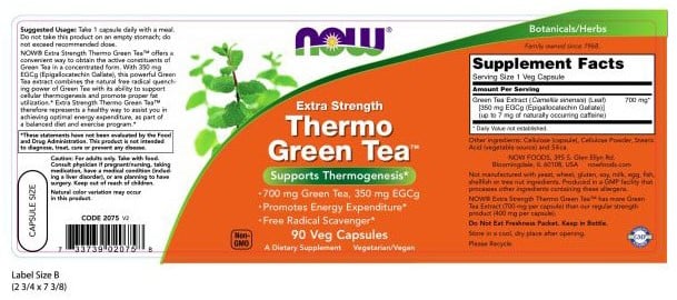 NOW Foods NOW2075 Thermo Green Tea - 90 veg caps