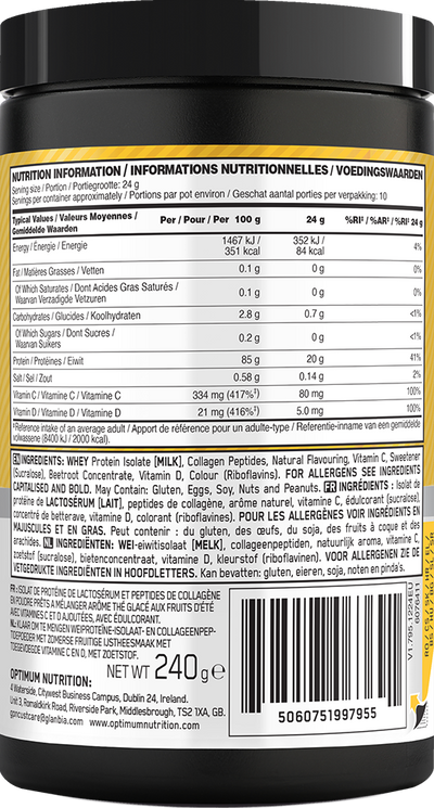 Optimum Nutrition Gold Standard Clear Whey + Collagen - 240 g