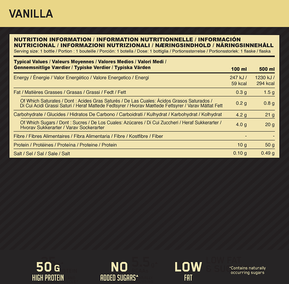 Optimum Nutrition High Protein Shake - 12 x 500 ml Vanilla