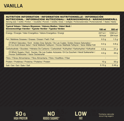 Optimum Nutrition High Protein Shake - 12 x 500 ml Vanilla