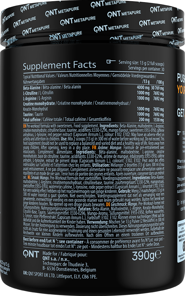 QNT Pre-Workout Overdrive - 390 g Mango Massacre