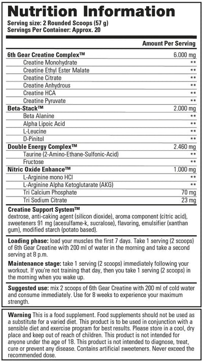 Stacker2 6th Gear Creatine Complex Lemon