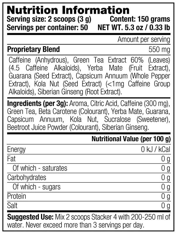 Stacker2 Stacker 4 Powder - 50 servings Fruit Punch
