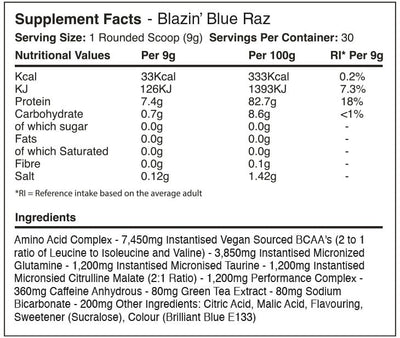 Warrior Amino Blast BCAA - 270 g Blue Raspberry