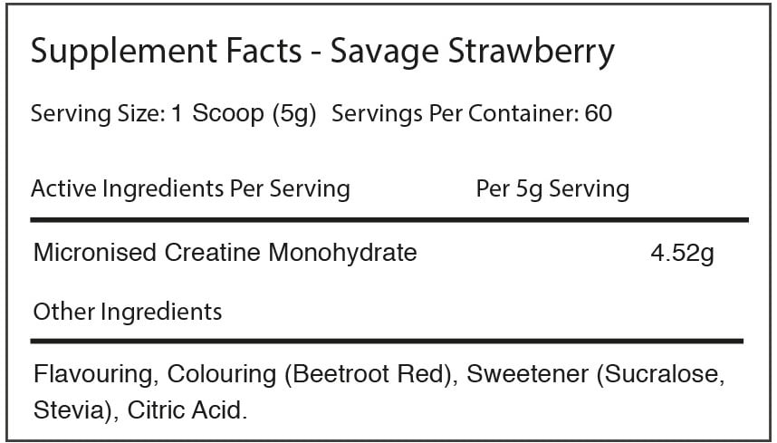 Warrior Creatine Monohydrate - 300 g Savage Strawberry