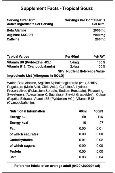 Warrior Rage Energy Shots - 12 x 60 ml Blue Raspberry